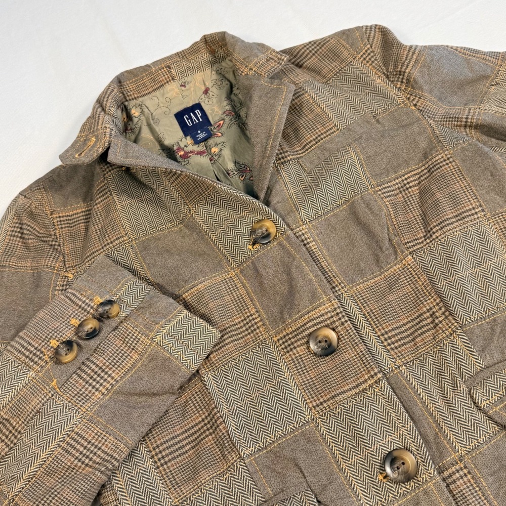 GAP  Plaid Patchwork 6 Blazer Academia Heritage Cottagecore Floral Lined Pockets